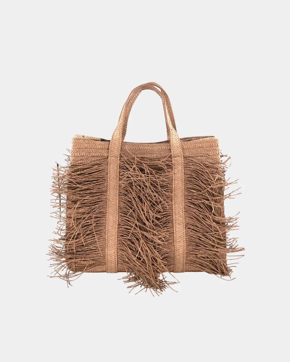 NEW BC HANDBAGS women's sahara fringe raffia tote bag in cocoa